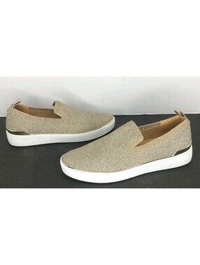 Michael Kors Keaton Slip-On Sneaker 8.5M Womens Shoes Gold Trim Flat